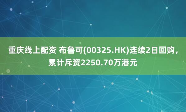 重庆线上配资 布鲁可(00325.HK)连续2日回购，累计斥资2250.70万港元
